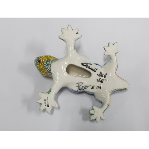 129 - Spanish Gaudi pottery lizard, 17 x 15cm.