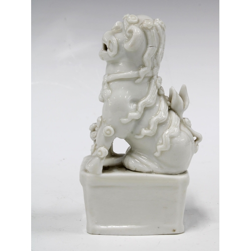 134 - Dehua Buddhist Lion joss stick holder, 8 x 14cm.