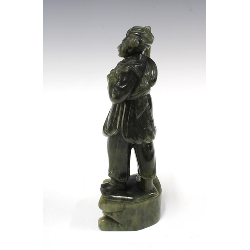 146 - Chinese soapstone carving of a soldier, 11 x 25cm.