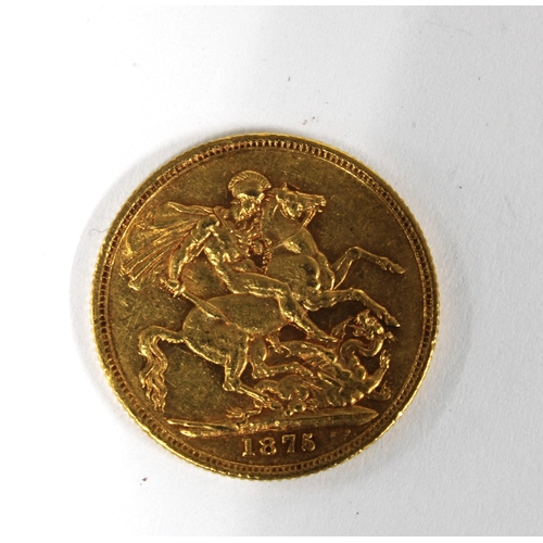 16 - Australian Queen Victoria gold sovereign, Sydney mint, Young Head, & St George & Dragon,  1875