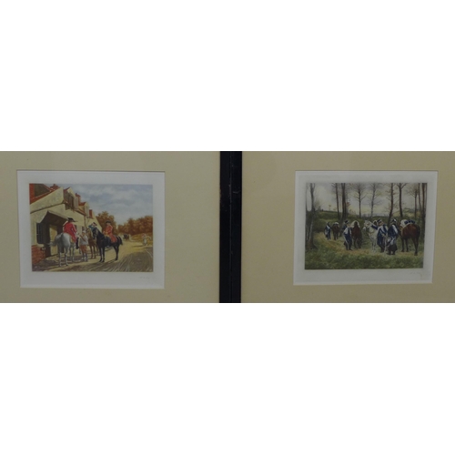 161 - AFTER MEISSONIER, a pair of coloured prints, blind stamped and pencil signed W.A. Cox, framed under ... 