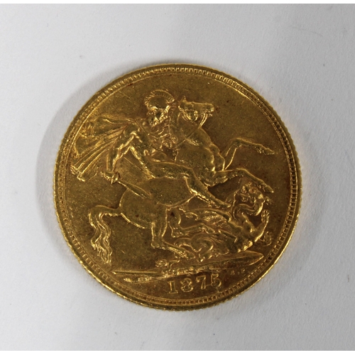 17 - Australian Queen Victoria gold sovereign, Sydney mint, Young Head, & St George & Dragon,  1875