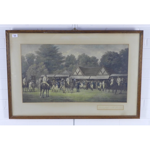 198 - Hurlingham - the Pavilion, large lithograph print, framed under glass, size overall 96 x 64cm