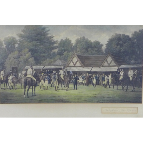 198 - Hurlingham - the Pavilion, large lithograph print, framed under glass, size overall 96 x 64cm