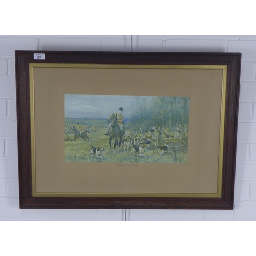 199 - Three hunting prints, under glass within oak frames, size overall including frame 79 x 58cm (3)