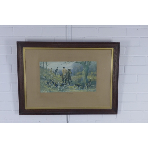 199 - Three hunting prints, under glass within oak frames, size overall including frame 79 x 58cm (3)