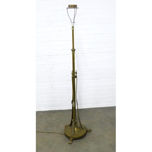 216 - Neo Classical style brass standard lamp, 170cm.