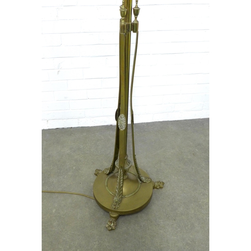 216 - Neo Classical style brass standard lamp, 170cm.