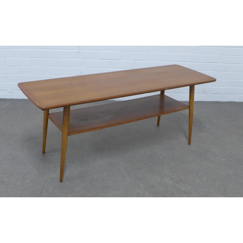 218 - Mid Century teak coffee table, remnants of a Thomson Tables label to underside, 121 x 48 x 41cm.