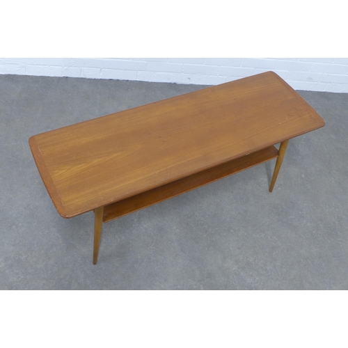 218 - Mid Century teak coffee table, remnants of a Thomson Tables label to underside, 121 x 48 x 41cm.