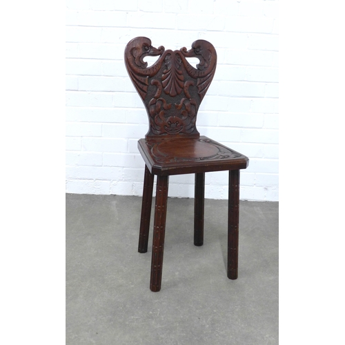 233 - Renaissance Revival carved swan back hall chair, 37 x 83 x 33cm.