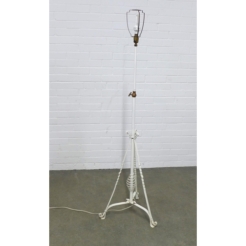 239 - A painted white metal standard lamp, 165cm high.