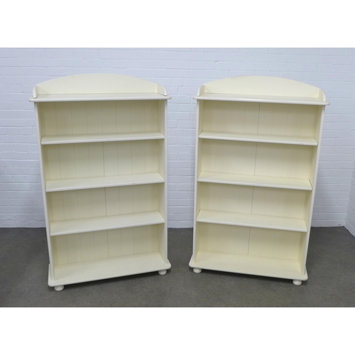 243 - Pair of modern white open bookcases, 90 x 149 x 30cm. (2)