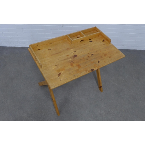 245 - Pine folding desk and stand with chair, 90 x 75 x 56cm. (2)