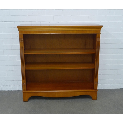 246 - Yew wood open bookcase, 99 x 96 x 31cm.