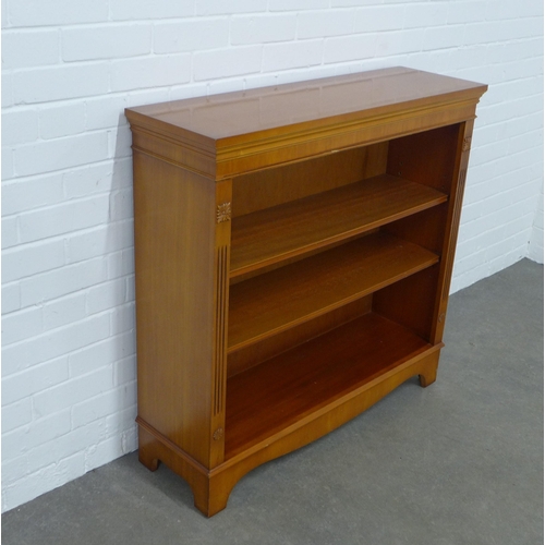 246 - Yew wood open bookcase, 99 x 96 x 31cm.