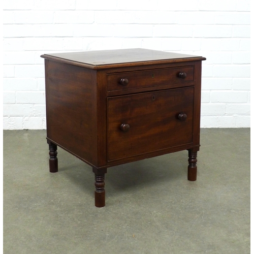 247 - Georgian mahogany commode bedside with two drawers, 50 x 51 x 46cm.