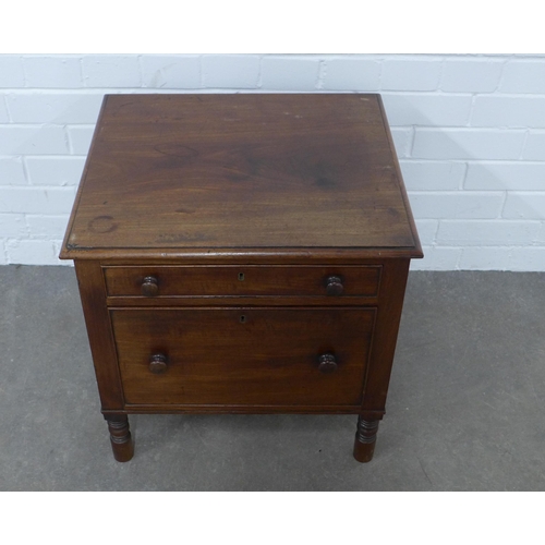 247 - Georgian mahogany commode bedside with two drawers, 50 x 51 x 46cm.