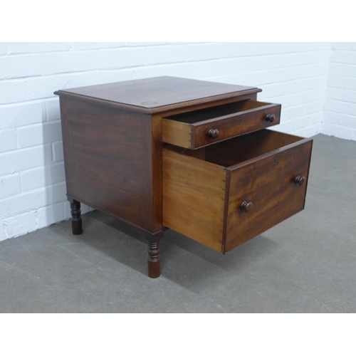 247 - Georgian mahogany commode bedside with two drawers, 50 x 51 x 46cm.