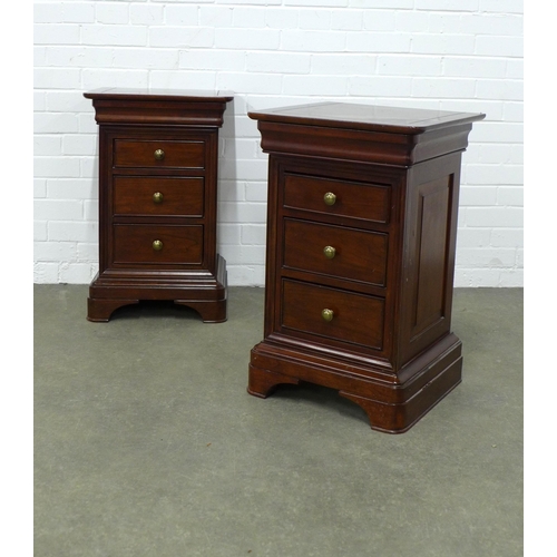 250 - Pair of modern hardwood bedside chests, 45 x 70 x 42cm.