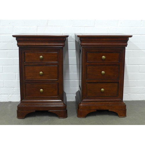 250 - Pair of modern hardwood bedside chests, 45 x 70 x 42cm.