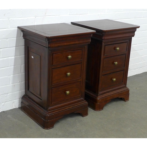 250 - Pair of modern hardwood bedside chests, 45 x 70 x 42cm.