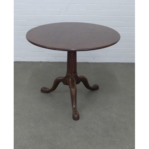 264 - Georgian mahogany tilt top table, circular top on a birdcage base with tripod legs, 88 x 72cm.