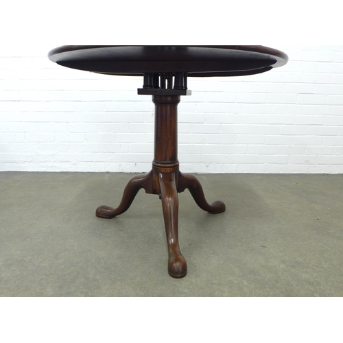 264 - Georgian mahogany tilt top table, circular top on a birdcage base with tripod legs, 88 x 72cm.