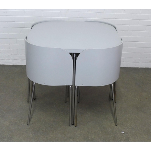 265 - Contemporary dining set with later grey painted finish comprising table and four tuck away chairs (5... 