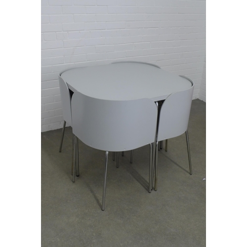 265 - Contemporary dining set with later grey painted finish comprising table and four tuck away chairs (5... 