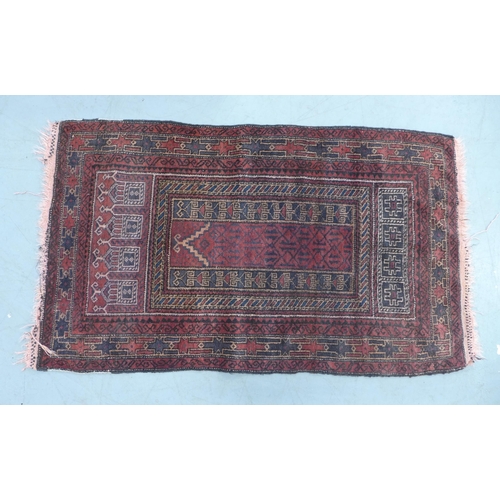 273 - Persian prayer mat  with red field, 152 x 92cm.