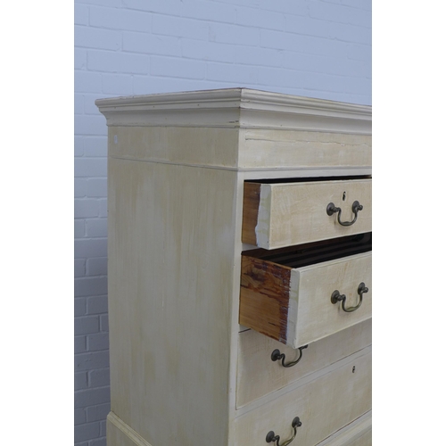 279 - A chest on chest, typical design and form with a painted scumble finish 105 x 76 x 57cm.