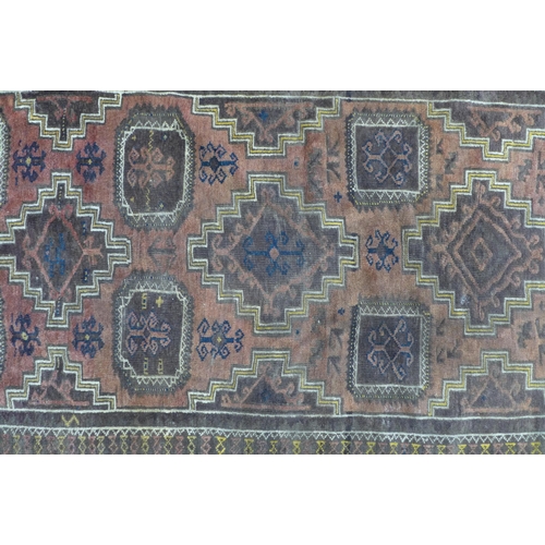 284 - Caucasian rug with brown field, 190 x 105cm.