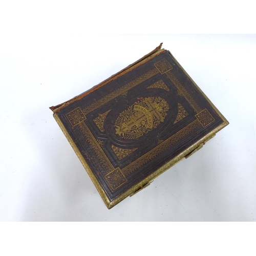 302 - Leather bound and brass mounted Holy Bible, Illustrated