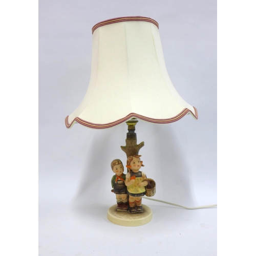 304 - Hummel pottery table lamp base and shade, 20cm.