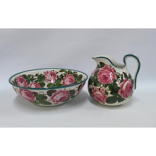 308 - Wemyss Ware handpainted cabbage roses pattern jug and basin set (2) 40cm wide.