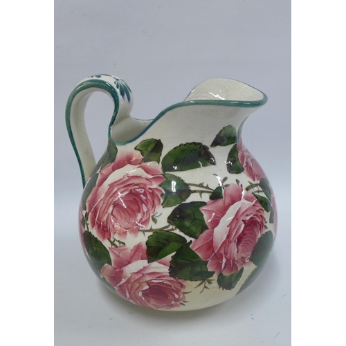 308 - Wemyss Ware handpainted cabbage roses pattern jug and basin set (2) 40cm wide.