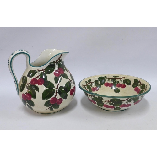 309 - Wemyss Ware handpainted plums pattern jug and basin set (2) 30cm wide.