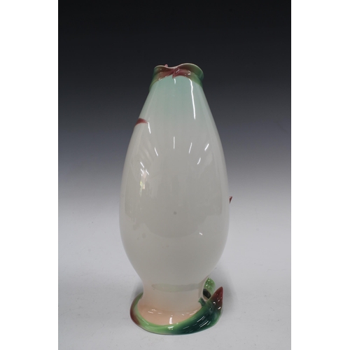 329 - Franz porcelain vase with stargazer lily pattern, 16 x 37cm.