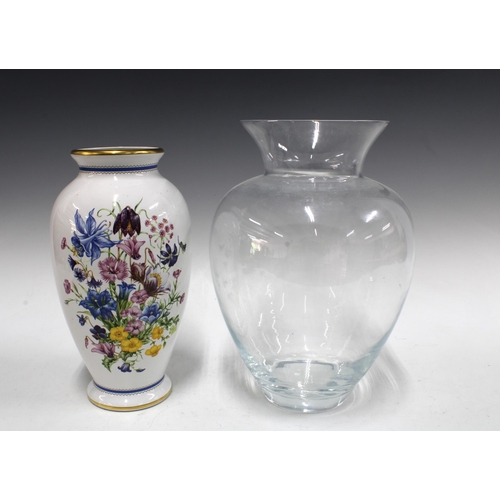 331 - RHS Chelsea Flower Show, Alpine Glory baluster vase and a clear glass vase (2) 22 x 32cm.