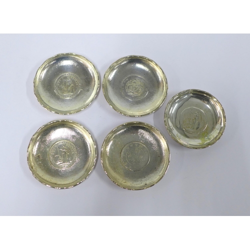 59 - Four Tack Hing white metal coin dishes and one other (5)