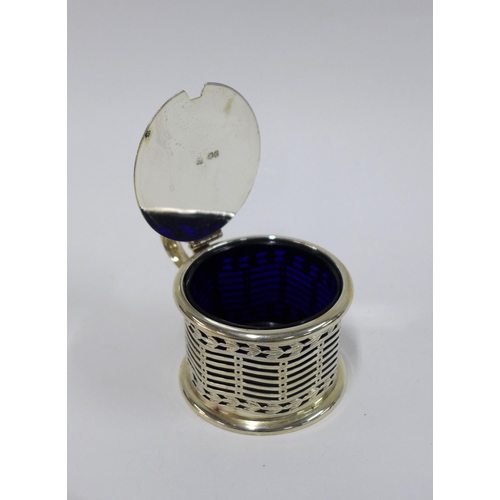 65 - William IV silver mustard, pierced design with blue glass liner, Edward, Edward junior, John & Willi... 