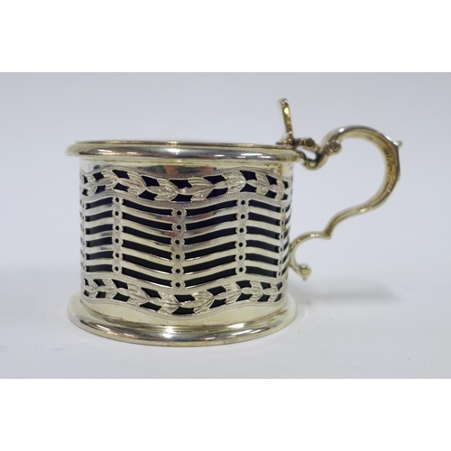 65 - William IV silver mustard, pierced design with blue glass liner, Edward, Edward junior, John & Willi... 