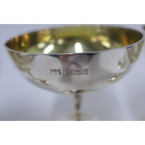 69 - A set of four Mappin & Webb silver gilt goblets, Birmingham 1973, 10cm (4)