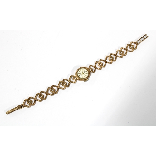 8 - ROAMER, 9ct gold ladies wristwatch on a textured 9ct gold bracelet strap, London 1971