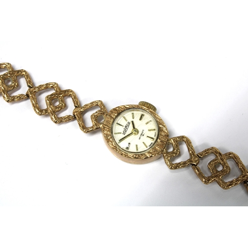 8 - ROAMER, 9ct gold ladies wristwatch on a textured 9ct gold bracelet strap, London 1971