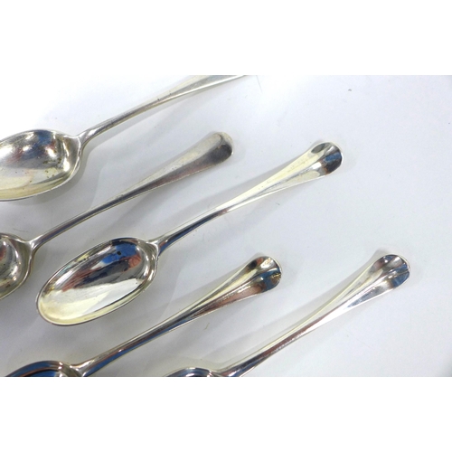 89 - Set of 6 silver rattail teaspoons together with 2 Edwardian Sheffield silver teaspoons (8)