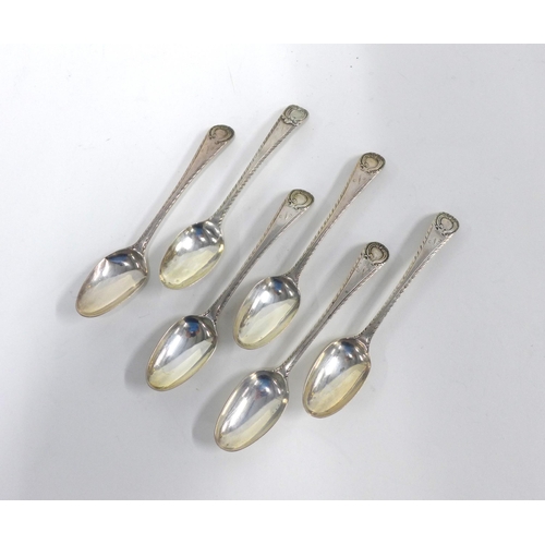 94 - Set of six silver teaspoons, one with a Newcastle hallmark (6)