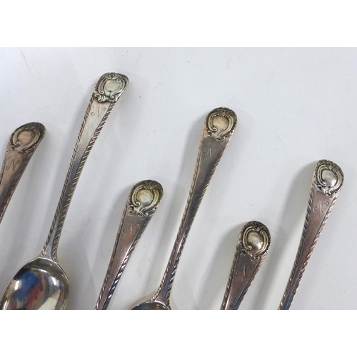 94 - Set of six silver teaspoons, one with a Newcastle hallmark (6)