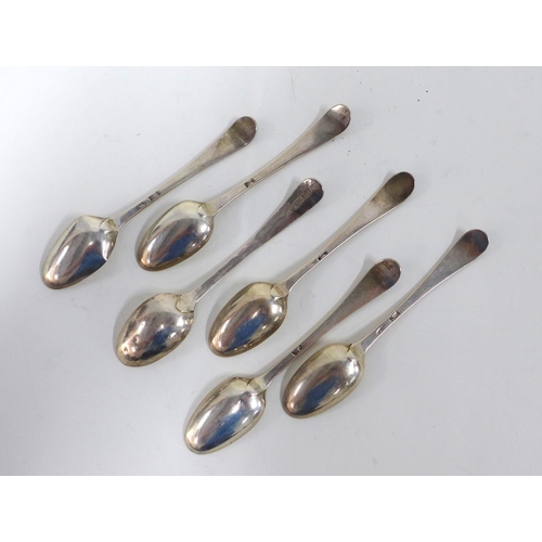 94 - Set of six silver teaspoons, one with a Newcastle hallmark (6)